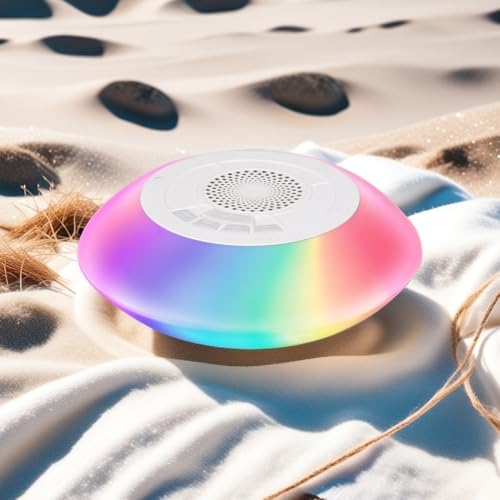 Vessena Bluetooth Speakers with Colorful Lights - Portable Pool Speaker IPX7 Waterproof Floating with 8 Modes - Built-in Mic HD Stereo Sound Hands-Free Wireless Hot Tub Speaker for Shower Outdoor