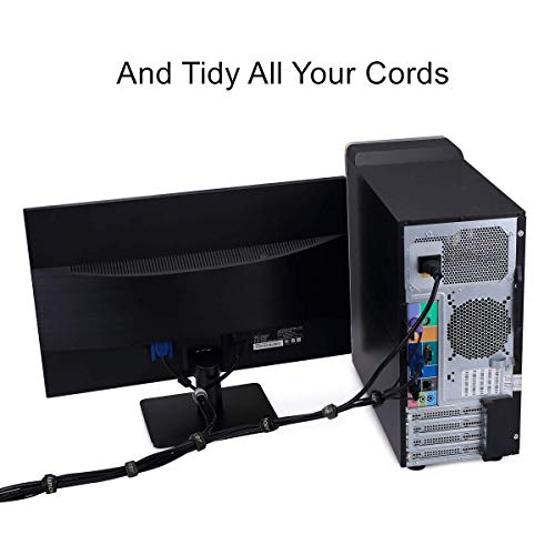 SHOWAY Reusable Cable Ties, 50 pcs Reusable Cable Organizer, Fastening Cord Wraps, Adjustable Cable Strap Hook and Loop Cord Ties, Under Desk Charging or Data Cables Management
