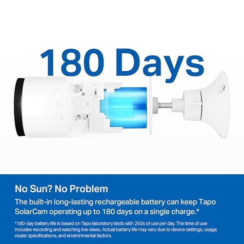 Tapo TP-Link SolarCam C402 Kit, Outdoor Battery Camera w/Solar Panel, Wireless, 1080P, Free Person/Vehicle Detection, SD/Cloud Storage, Color Night Vision, No Hub Needed, Works w/Alexa & Google Home