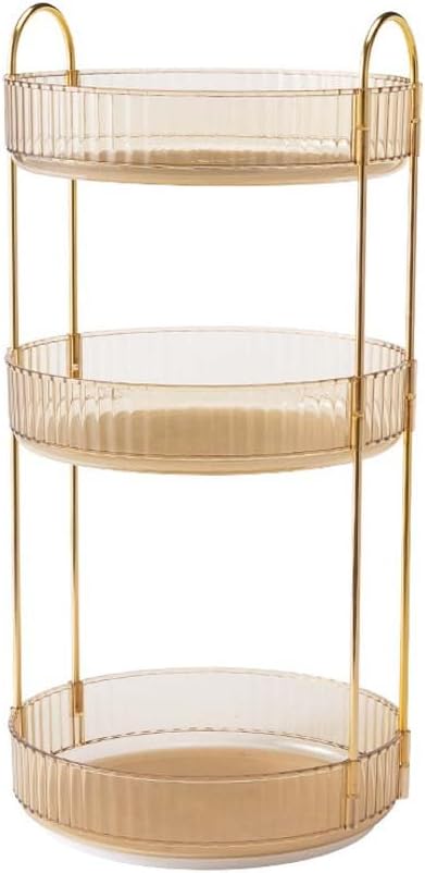 BIOPLJ 360° Rotating Makeup Organizer, High-Capacity Skincare Clear Make Up Storage, Perfect Makeup Organizer On The Dresser, Cosmetics Storage Box Vanity Shelf Countertop (2 Tiers, yellow)