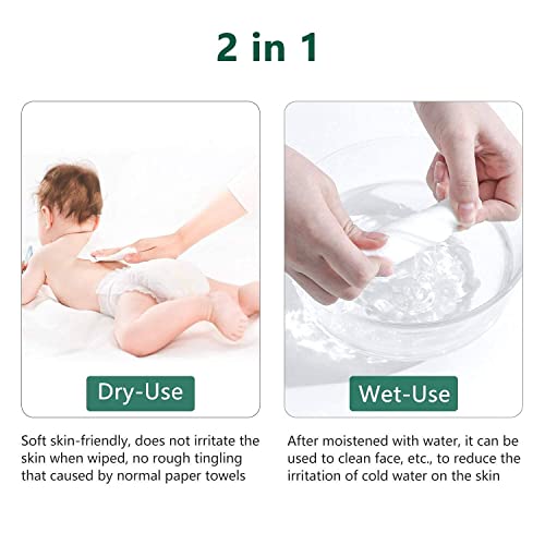Fawoonu 4Packs Disposable Face Towel Soft Washcloths Facial Cleansing Cotton Tissue Wet Dry Wipes Makeup Remover Towel for Skincare