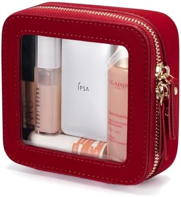 Small Cosmetic Bag for Purse Mini Makeup Bag for School Cute Clear Make Up Pouch for Travel Tiny Leather White Make Up Organizer Case for Backpack Toiletry Bag Waterproof Square Pouch with Zipper