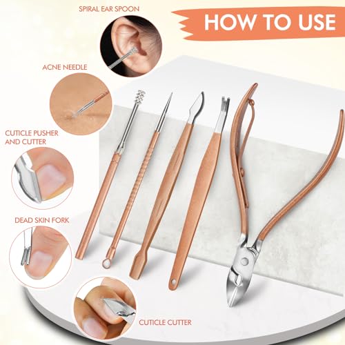 NINEMAX Manicure Set Nail Cutter Clipper Kit 16pcs Stainless Steel Rust Leather Case Sizes Pedicure for Women Men Travel Home Gift Giving Pink