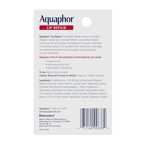 Aquaphor Lip Repair Tube Blister Card- 0.35oz