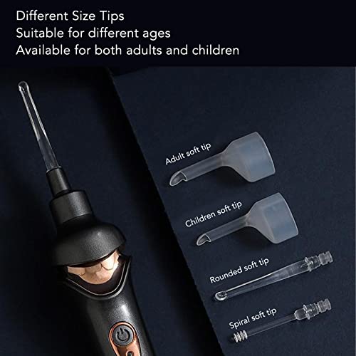 Zudoo Electric Ear Suction Device, Portable Automatic Electric Vacuum Ear Pick Ear Cleaner Earwax Remover with LED Light for Earwax Removal, Soft Prevent Ear-Pick Clean Tools Set (Black)