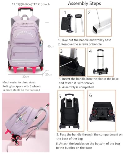 ETAISHOW girls Rolling Backpack Rolling backpack
