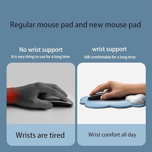 2 Piece Gradient Color Cloud Keyboard Wrist Rest and Mouse Wrist Rest Set Cloud Wrist Rest,Wrist Rest for Computer Keyboard Cute Desk Accessories for Computer/Laptop/Gaming (Sky Blue Gradient)