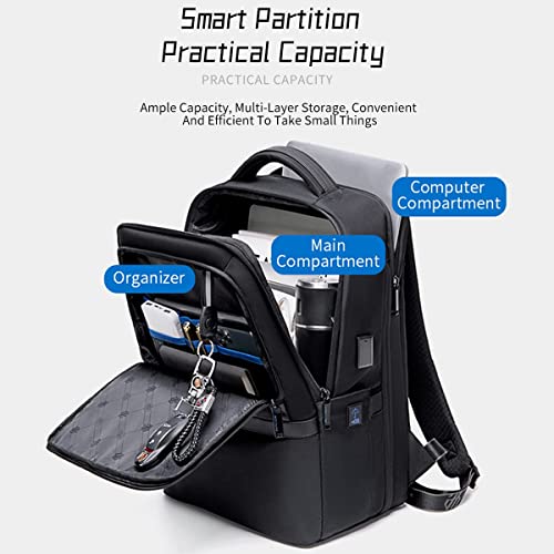 ah arctic hunter 16" Laptop Backpack with Tablet Compartment, Expandable Backpack 40L Travel Backpack Water-resistant Business School Backpack with USB Port for Men