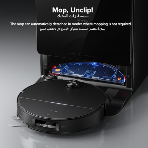 roborock Saros 10 Robot Vacuum and Mop, 22,000Pa Suction, AI Obstacle Avoidance, 3.14-inch Ultra Thin, Auto Detachable Mop, Zero Tangling Main Brush, Hot Water Mop & Dock Self Cleaning, Pet Friendly