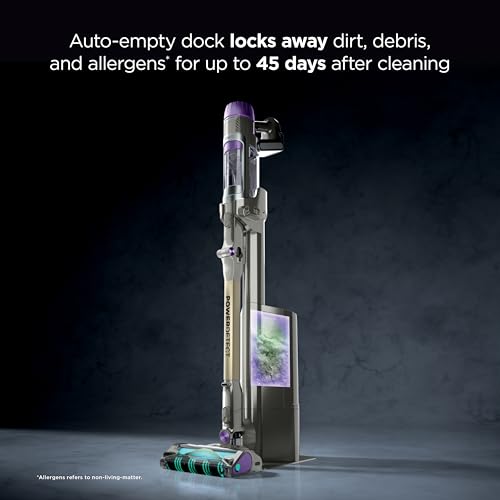 Shark Cordless Vacuum Cleaner with HEPA Filter, PowerDetect Clean & Empty, Powerful Suction, Portable, Rechargeable, Auto-Empty System, Stick Vacuum for Pet Hair, Carpets & Hardfloor Dark Gray, IP3251