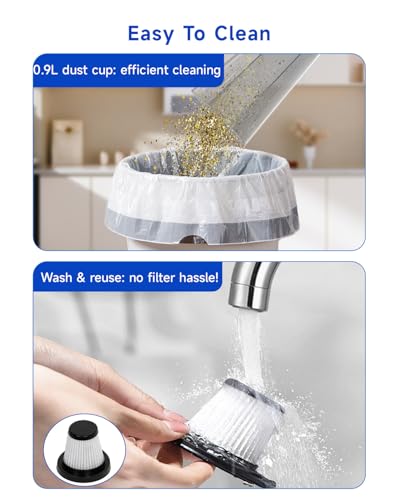 BOMIDI 17000Pa Ultra - Strong Handheld Vacuum Cleaner with 900mL Dust Cup, Quiet Suction, 5m Cable & Washable Filter - Ideal for Wood, Carpet, Tile Floors - White