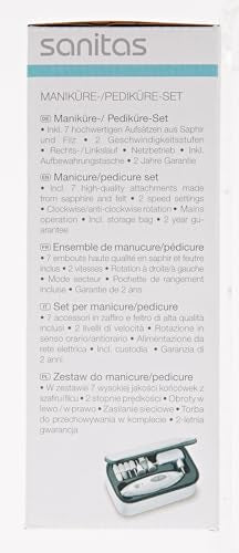 Sanitas SMA 35 Electric Manicure Pedicure Set with 7 Nail Care Attachments White/Silver