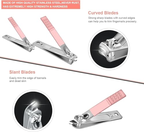 ChicAbode Manicure Set, Professional Pedicure Kit, Nail Clippers Kit, 18 Pcs Nail Care Tools, Grooming Kit, with Luxurious Upgraded Travel Case(Pink)