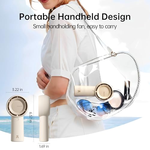 JISULIFE Handheld Turbo Fan [16H Max Cooling Time] Mini Portable, 4000mAh USB Rechargeable Personal, Battery Operated Small Pocket Fan with 5 Speeds for Travel/Outdoor/Home/Office - Brown