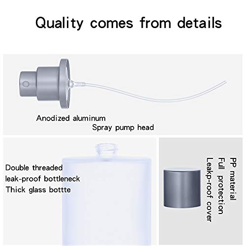 2 Pack 100ml/3.38 Oz Empty Frosted Glass Spray Bottle Perfume Atomizer, Refillable Fine Mist Spray Empty Perfume Bottles with 4 kinds of perfume dispenser (2 Pack 100ml/3.38 Oz Frosted Bottles)