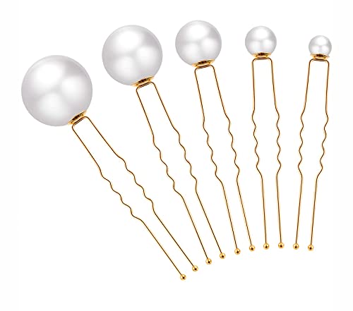 Yplun 18 Pcs Wedding Pearl Hair Pins - Bridal Pearl Rhinestone Hair Pins - Hair Accessories for Bride Bridesmaid Women Girls (Gold)