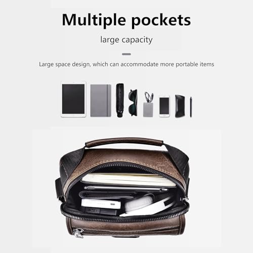 Shoulder Bag Men's Crossbody Manbag Leather Messenger Casual Handbags Side Satchel Sling Travel Flight Bags Cross Leather Sport Bags for Men Working Shopping Business Travel Daily
