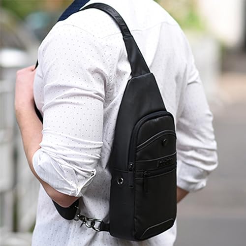 ah arctic hunter Sling bag for Men and Women, Water Resistant Durable small shoulder Daypack with built in Earphone jack and Shock proof Compartments, XB13001 (Black)