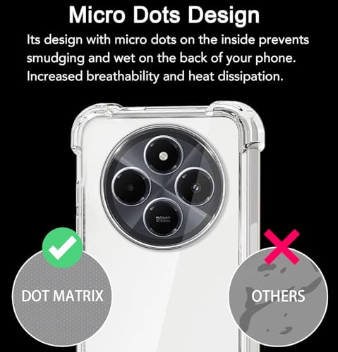 Zubitech Xiaomi Redmi 14C Back Case Clear Cover Soft Flexible Silicone Transparent Shockproof Protective Cover Reinforced Bumper Edges for Xiaomi Redmi 14C Clear