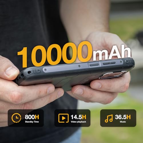 AGM H MAX Rugged Smartphone Unlocked, 4G Outdoor Phone with 10000mAh Battery, Android 14, 4GB+128GB, 6.56” HD+ Display, IP68/IP69K, Face ID, Dual SIM, NFC (AE version)