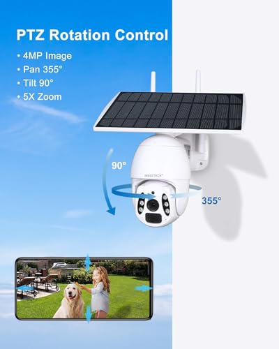 INSEETECH Solar Tuya Smart Camera, 4MP Solar Security Camera Wireless Outdoor with Floodlight, PTZ WiFi Camera for Home Surveillance, 98FT Night Vision, Motion Detection, Waterproof IP66, 2 Way Audio