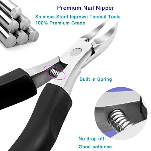 Pingispower Toe Nail Clippers Kit, 8PCS Professional Toenail Clippers for Men & Women, Premium Stainless Steel Surgery Grade Ingrown Toenail Treatment Manicure Tools Kit for Seniors & Thick Toenails