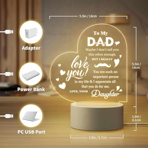 MAKINGTEC Dad Night Light - Engraved Acrylic Lamp Gift for Fatherâ€™s Day, Birthday, or Christmas - Thoughtful Present from Daughter Son - Perfect for Stepdad Father-in-Law