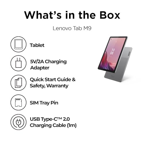 Lenovo Tab M9 with Clear Case and Protective Film, 9" HD (1340x800) IPS 400nits Anti-fingerprint, Touch display, MediaTek Helio G80 processor, 3GB RAM, 32GB Storage, Android 12 - [TB310FU]