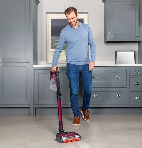 Shark Cordless Stick Vacuum Cleaner with Anti Hair Wrap, 40 Minute Run time, Flexible DuoClean Vacuum Cleaner with LED Lights, Dusting Brush, Crevice & Upholstery Tools, Burgundy Red, IZ201ME
