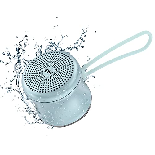 EWA A119 Mini Bluetooth Speaker with Lanyard, Small Speaker with Bass Radiator, IPX7 Waterproof, Tiny but Powerful, Super Cute Metal Wireless Portable Speaker for Home, Office, Travel, Outdoors (Blue)