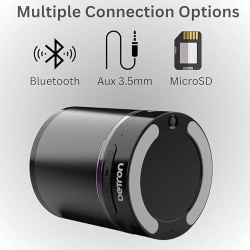 Betron Portable Small Bluetooth Speaker Wireless with Aux for Travel Home iPhone Samsung Phone Tablet Built-In Microphone Rechargeable