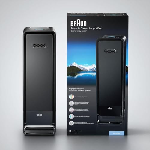 Braun Scan and Clean Triple Filtration Air Purifier, Captures Up to 99.9% Viruses, Reduce odours BFD104BEV1 - Black