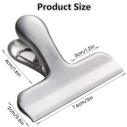 10 Pack, Stainless Steel Chip Clips, Chip Clips Bag Clips Food Clips,Clips for Food, Clips for Food Packages, Chip Bag Clips, Air Tight Seal, Heavy Duty Snack Clips Kitchen Clips