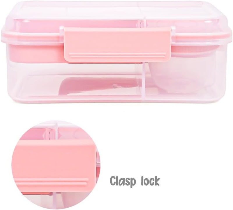 3/4/5 Compartment Convertible Bento Lunch Box with Gravy Bowl, Pink
