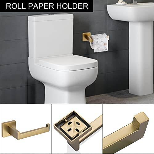 TNOMS Gold Towel Bar Set Bathroom Hardware Accessory Set, 5 Pieces Gold Accessories Stainless Steel Wall Mounted 23.6 in
