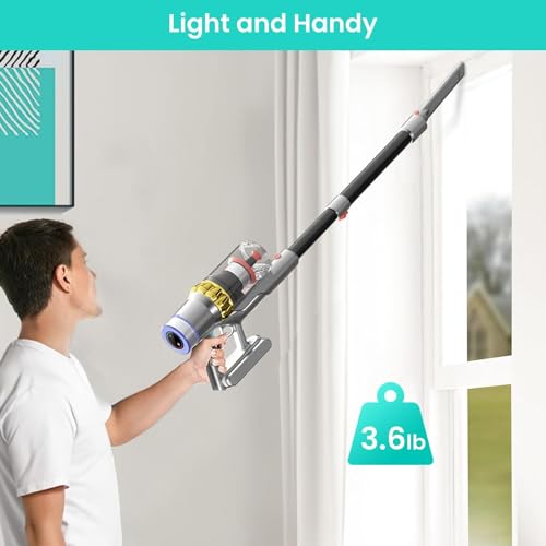 Belife BVC11 Cordless Vacuum Cleaner, 38Kpa/450W Powerful brushless motor with 45 mins runtime, 6 in 1 Wireless Vaccum Cleaner for Home Floor Pet Hair, LED display (gold)
