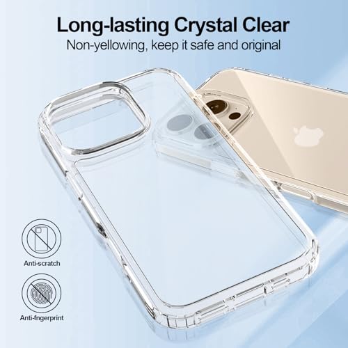 T Tersely Crystal Clear Case for iPhone 16 Pro Max(6.9-Inch), [Anti-Yellowing] Hard Back Slim Shockproof Bumper Anti-Scratch, Suitable for Wireless Charging