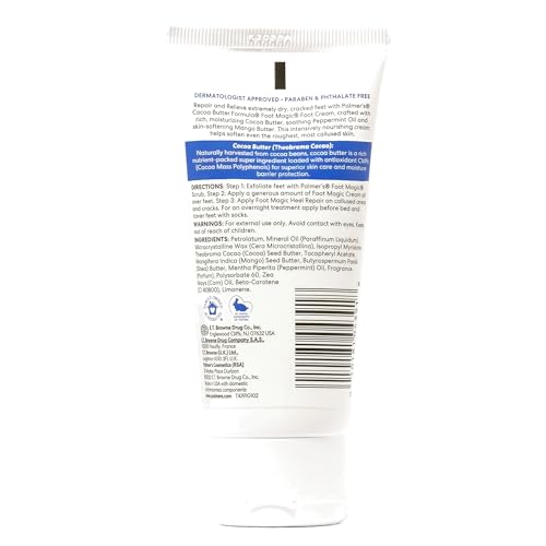 Palmer's Cocoa Butter Formula Foot Magic Moisturizing Cream with Vitamin E -Softens & Soothes Feet-Deeply Moisturizes Rough & Dry Skin-Improves Textures,Irritation,Scars & Marks-Apply Daily-60gm