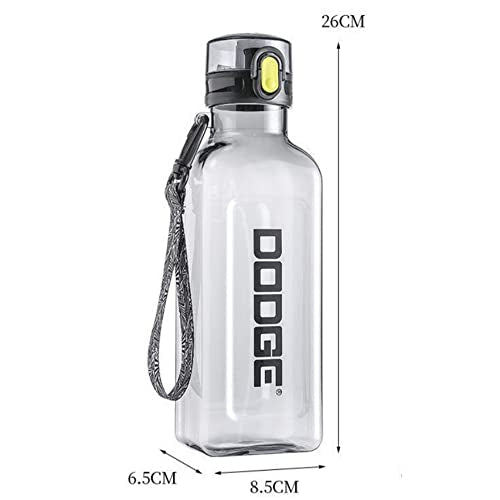 Water Bottle 1L BPA Free Leak Proof Gym Bottle, Portable Transparent Square Creative Sport Water Bottles for kids Fitness Gym Office Camping Outdoor Sports and Exercise (Black)