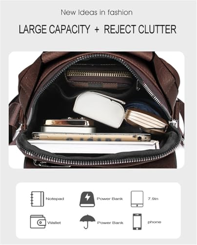 FENDOUNIU Leather Shoulder Bag for Men, Handbag, Crossbody, Travel, Messenger, Business, Satchel, Casual for Shopping Daily Working