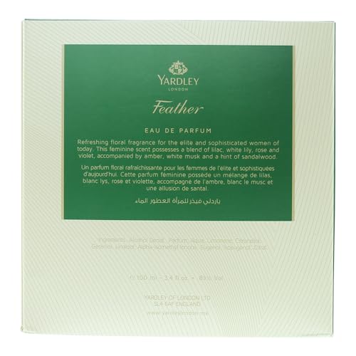 Yardley London Feather Eau De Parfum For Sophisticated Women - 100ml Lilac, White Lily, Rose & Violet Long Lasting Fragrance