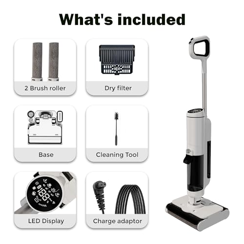 S7 Wet and Dry Cordless Vacuum Cleaner and Mop with LED Display - 2-in-1 Vacuum Cleaner with Powerful 16KPa Suction - Handheld Vacuum with Self cleaning - Ideal for Hard Floors, Pet Hair, Carpets