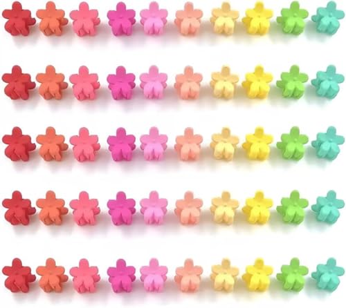 ALMEKAQUZ 40 Pcs Mini Flower Hair Claw Clips | Non-Slip Tiny Plastic Jaw Clips for Baby Girls, Toddlers & Women | Colorful Resin Hair Accessories (Floral Design)