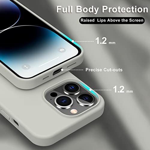 bemal for iPhone 14 Pro Max Case with Screen Protector - Slim Fit Shockproof Liquid Silicone Cover - Soft Microfiber Lining - Designed for Women and Girls - Protective Phone Case-Rock Grey