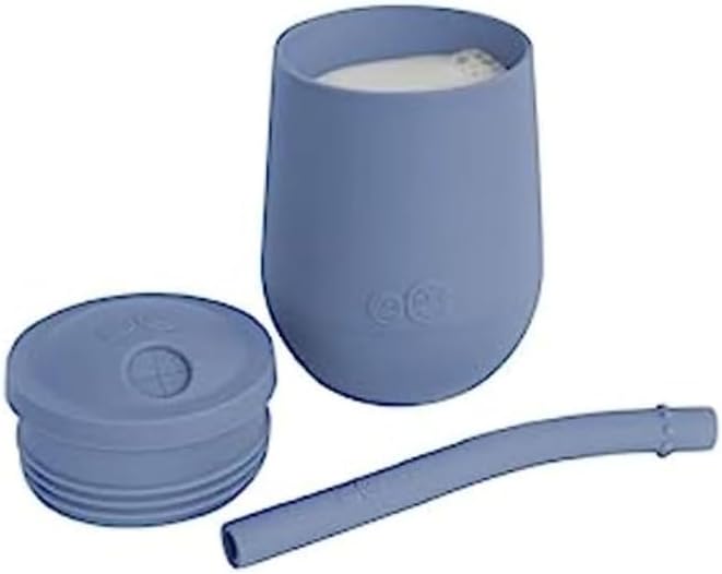 ez pz Ezpz Mini Cup + Straw Training System (Blush) - 100% Silicone Training Cup For Infants + Toddlers - Designed By A Pediatric Feeding Specialist - 9 Months+