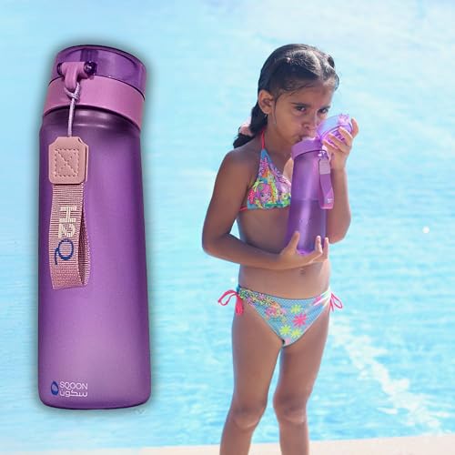 H2Q Water Bottle G2, 650ml Tritan Leakproof Flask, Matte Finish, BPA-Free, Lightweight with Detachable Strap, Air-Scent Hydration, Includes 1 Random Scented Pod (PURPLE)
