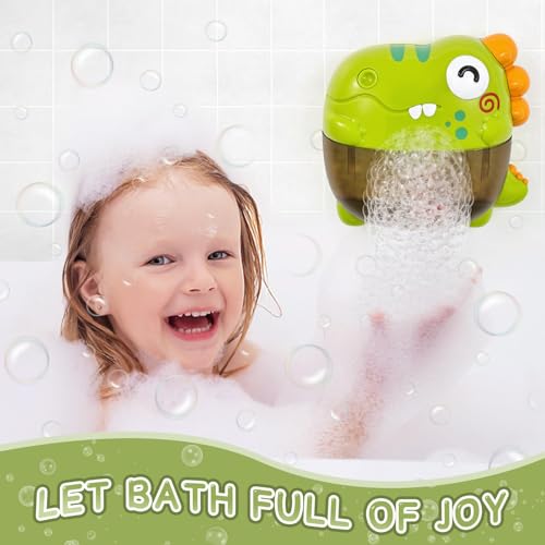 NALACAL Bath Bubble Machine - Baby Dinosaurs Bath Toys Automatic Bubble Maker with Music Bath Toys for the Bathtub Babies Toddler Boys Girls, Bubble Maker for Bath, Gift for Toddler Boys Girls (250mL)