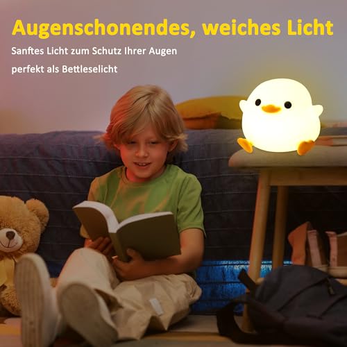 OkiyiD Duck Night Light, Cute Duck Gifts for Girl, Duck Lamp Gifts Dorm Decor Lamp for Nursery, ABS+SIL, Touch Control, Portable and Rechargeable Dimmable, Birthday Gifts for Boys Girls (DoDo Duck)