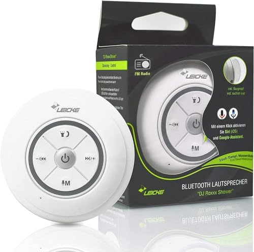 LEICKE Bluetooth Shower Speaker, Bluetooth Speaker Shower, Dust/Steam/Waterproof Shower Speaker with Suction Cup, Small Portable Wireless Speaker for Bathroom, Beach, Sauna, etc.