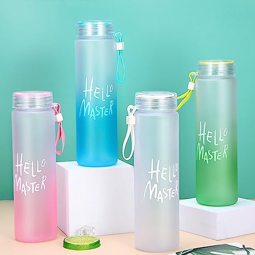 BLUEWORD Water Bottle, Hello Master Water Bottles Colorful Bottle with Airtight Cap Holder Strap, for School, College, Office (White)